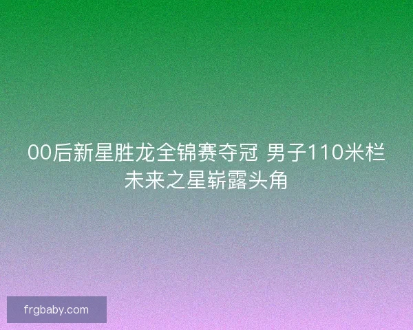 00后新星胜龙全锦赛夺冠 男子110米栏未来之星崭露头角