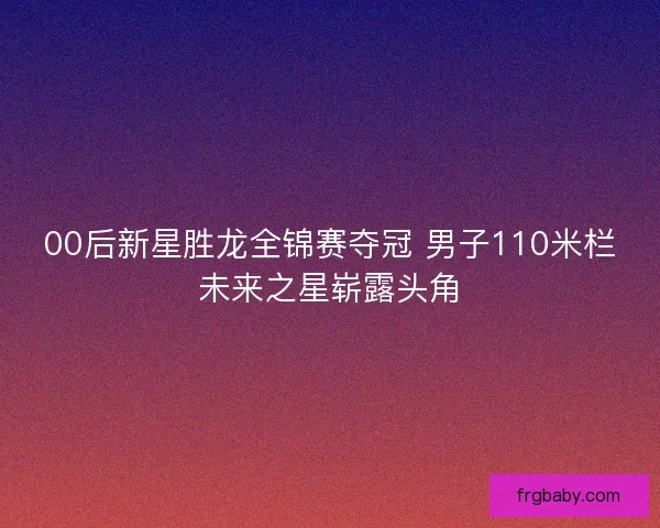 00后新星胜龙全锦赛夺冠 男子110米栏未来之星崭露头角
