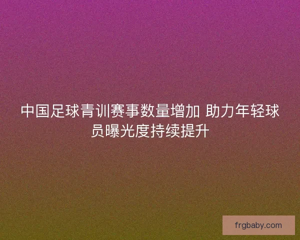 中国足球青训赛事数量增加 助力年轻球员曝光度持续提升